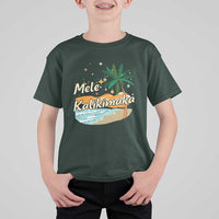 Retro Christmas In July Summer Beach Hawaii T Shirt For Kid Mele Kalikimaka - Wonder Print Shop