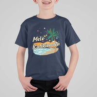Retro Christmas In July Summer Beach Hawaii T Shirt For Kid Mele Kalikimaka - Wonder Print Shop