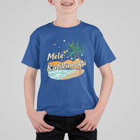 Retro Christmas In July Summer Beach Hawaii T Shirt For Kid Mele Kalikimaka - Wonder Print Shop