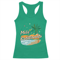 Retro Christmas In July Summer Beach Hawaii Racerback Tank Top Mele Kalikimaka - Wonder Print Shop
