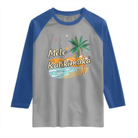 Retro Christmas In July Summer Beach Hawaii Raglan Shirt Mele Kalikimaka - Wonder Print Shop