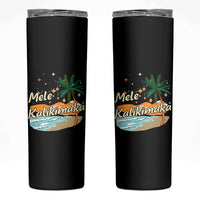 Retro Christmas In July Summer Beach Hawaii Skinny Tumbler Mele Kalikimaka - Wonder Print Shop