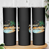 Retro Christmas In July Summer Beach Hawaii Skinny Tumbler Mele Kalikimaka - Wonder Print Shop