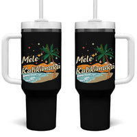 Retro Christmas In July Summer Beach Hawaii Tumbler With Handle Mele Kalikimaka - Wonder Print Shop