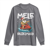 Mele Kalikimaka Hawaiian Christmas Long Sleeve Shirt Funny Santa Jet Ski Summer Beach Xmas In July - Wonder Print Shop