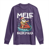 Mele Kalikimaka Hawaiian Christmas Long Sleeve Shirt Funny Santa Jet Ski Summer Beach Xmas In July - Wonder Print Shop