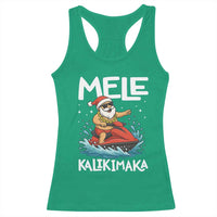 Mele Kalikimaka Hawaiian Christmas Racerback Tank Top Funny Santa Jet Ski Summer Beach Xmas In July - Wonder Print Shop