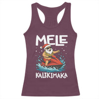 Mele Kalikimaka Hawaiian Christmas Racerback Tank Top Funny Santa Jet Ski Summer Beach Xmas In July - Wonder Print Shop