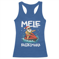 Mele Kalikimaka Hawaiian Christmas Racerback Tank Top Funny Santa Jet Ski Summer Beach Xmas In July - Wonder Print Shop