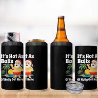 Funny Christmas In July 4 in 1 Can Cooler Tumbler Hot As Balls Santa Summer Party - Wonder Print Shop