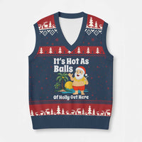 Funny Xmas In July V-Neck Knit Sweater Vest Hot As Balls Santa Summer Party - Wonder Print Shop