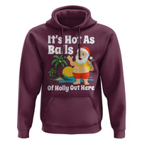Funny Christmas In July Hoodie Hot As Balls Santa Summer Party - Wonder Print Shop