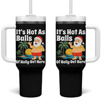 Funny Christmas In July Tumbler With Handle Hot As Balls Santa Summer Party - Wonder Print Shop
