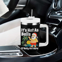 Funny Christmas In July Tumbler With Handle Hot As Balls Santa Summer Party - Wonder Print Shop