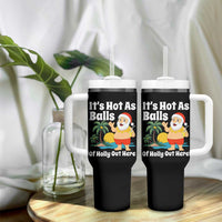 Funny Christmas In July Tumbler With Handle Hot As Balls Santa Summer Party - Wonder Print Shop