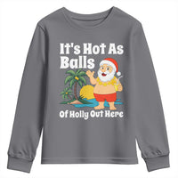 Funny Christmas In July Youth Sweatshirt Hot As Balls Santa Summer Party - Wonder Print Shop