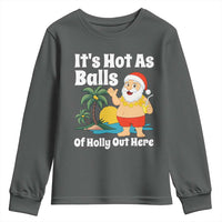 Funny Christmas In July Youth Sweatshirt Hot As Balls Santa Summer Party - Wonder Print Shop