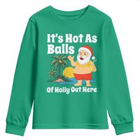 Funny Christmas In July Youth Sweatshirt Hot As Balls Santa Summer Party - Wonder Print Shop