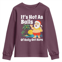 Funny Christmas In July Youth Sweatshirt Hot As Balls Santa Summer Party - Wonder Print Shop