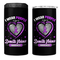 Domestic Violence Awareness 4 in 1 Can Cooler Tumbler Purple Ribbon Support Survivor - Wonder Print Shop