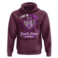 Domestic Violence Awareness Hoodie Purple Ribbon Support Survivor - Wonder Print Shop