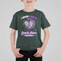 Domestic Violence Awareness T Shirt For Kid Purple Ribbon Support Survivor - Wonder Print Shop
