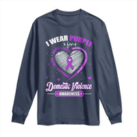 Domestic Violence Awareness Long Sleeve Shirt Purple Ribbon Support Survivor - Wonder Print Shop
