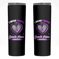 Domestic Violence Awareness Skinny Tumbler Purple Ribbon Support Survivor - Wonder Print Shop