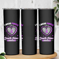 Domestic Violence Awareness Skinny Tumbler Purple Ribbon Support Survivor - Wonder Print Shop
