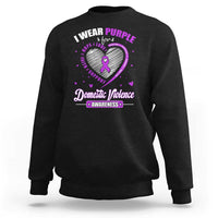 Domestic Violence Awareness Sweatshirt Purple Ribbon Support Survivor - Wonder Print Shop
