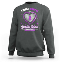 Domestic Violence Awareness Sweatshirt Purple Ribbon Support Survivor - Wonder Print Shop