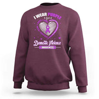 Domestic Violence Awareness Sweatshirt Purple Ribbon Support Survivor - Wonder Print Shop