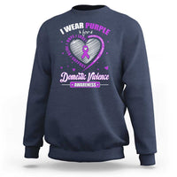 Domestic Violence Awareness Sweatshirt Purple Ribbon Support Survivor - Wonder Print Shop