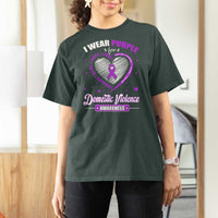 Domestic Violence Awareness T Shirt For Women Purple Ribbon Support Survivor - Wonder Print Shop
