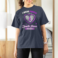 Domestic Violence Awareness T Shirt For Women Purple Ribbon Support Survivor - Wonder Print Shop