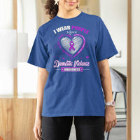 Domestic Violence Awareness T Shirt For Women Purple Ribbon Support Survivor - Wonder Print Shop