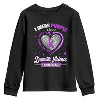Domestic Violence Awareness Youth Sweatshirt Purple Ribbon Support Survivor - Wonder Print Shop