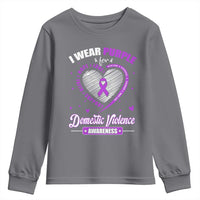 Domestic Violence Awareness Youth Sweatshirt Purple Ribbon Support Survivor - Wonder Print Shop
