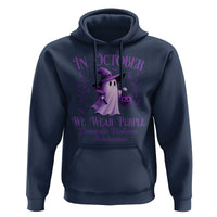 Domestic Violence Awareness Hoodie Halloween October Wear Purple Ghost - Wonder Print Shop