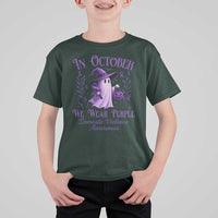 Domestic Violence Awareness T Shirt For Kid Halloween October Wear Purple Ghost - Wonder Print Shop