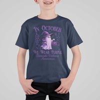 Domestic Violence Awareness T Shirt For Kid Halloween October Wear Purple Ghost - Wonder Print Shop
