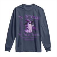 Domestic Violence Awareness Long Sleeve Shirt Halloween October Wear Purple Ghost - Wonder Print Shop