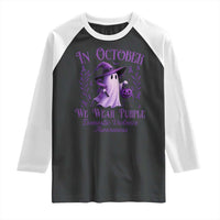 Domestic Violence Awareness Raglan Shirt Halloween October Wear Purple Ghost - Wonder Print Shop