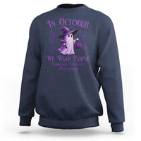 Domestic Violence Awareness Sweatshirt Halloween October Wear Purple Ghost - Wonder Print Shop