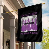 Retro In October We Wear Purple Witch Domestic Violence Awareness Garden Flag - Wonder Print Shop