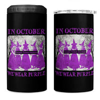 Retro In October We Wear Purple Witch Domestic Violence Awareness 4 in 1 Can Cooler Tumbler - Wonder Print Shop
