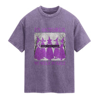 Retro In October We Wear Purple Witch Domestic Violence Awareness Washed Cotton T-Shirt