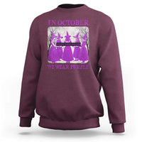 Retro In October We Wear Purple Witch Domestic Violence Awareness Sweatshirt - Wonder Print Shop