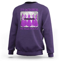 Retro In October We Wear Purple Witch Domestic Violence Awareness Sweatshirt - Wonder Print Shop
