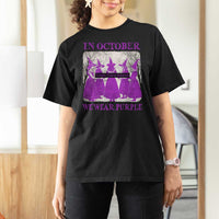 Retro In October We Wear Purple Witch Domestic Violence Awareness T Shirt For Women - Wonder Print Shop